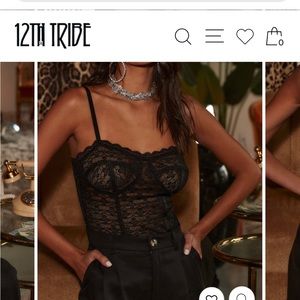 12th tribe posh black lace bodysuit